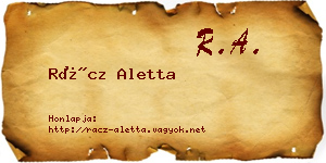 Rácz Aletta névjegykártya
